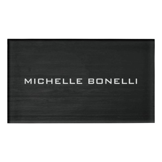 Grijs ontwerp Achtergrond van grijs hout Naambadge (Voorkant)