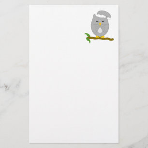 Grijs ontwerp nachtuil briefpapier