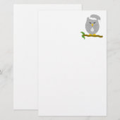Grijs ontwerp nachtuil briefpapier (Voorkant / Achterkant)