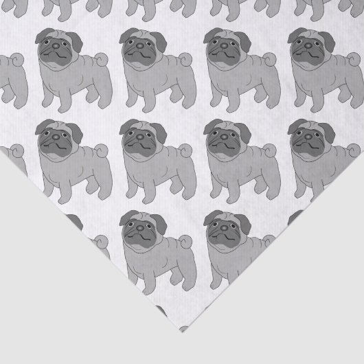 Grijs ontwerp van de pug tissuepapier (Detail)