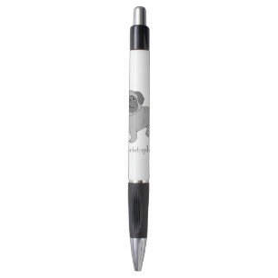 Grijs ontwerp van de Pug Voeg enkel Naam toe Pen