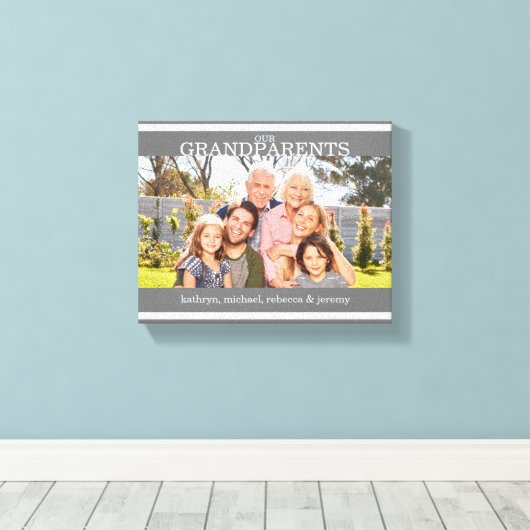 Grijs Onze Grootouders Foto met Kleinkinderen Canvas Afdruk (Insitu (Houten vloer))