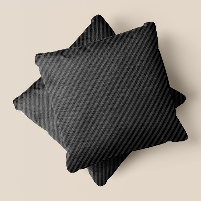 Grijs op grijs gestreept Eenvoudig & Chic accent Kussen (Grey On Grey Striped Simple & Chic Accent Throw Pillow)