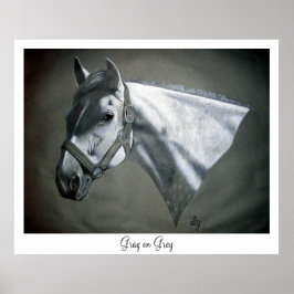 Grijs op Grijs Paard Kunstprint Poster