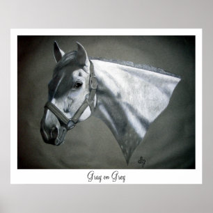 Grijs op Grijs Paard Kunstprint Poster