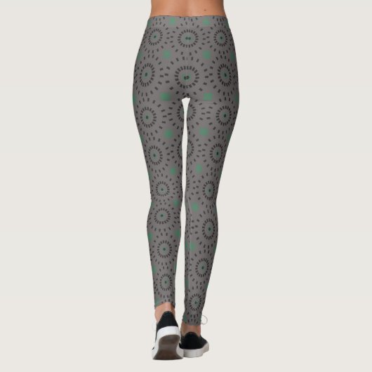 Grijs op Grijze Cirkels Patroon Mooi Leggings (Achterkant)
