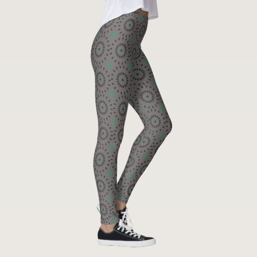 Grijs op Grijze Cirkels Patroon Mooi Leggings (Rechts)