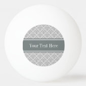 Grijs op Grijze Damask #3 Naam kolen Monogram Pingpongbal (Voorkant)