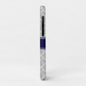 Grijs op grijze Damask #3 Navy Blue Name Monogram Case-Mate iPhone Case (Achterkant/links)