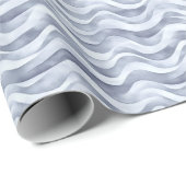 Grijs op Grijze Waterverf Wavy Lines Cadeaupapier (Rol Hoek)