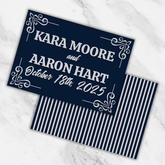 Grijs op Slate Blue Edwardian Bedankkaart