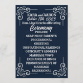 Grijs op Slate Blue Edwardian Wedding Programmakaart (Voorkant)