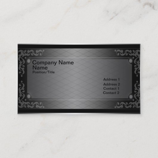 Grijs op Visitekaartje met zwarte mazen en zwenken (Voorkant)