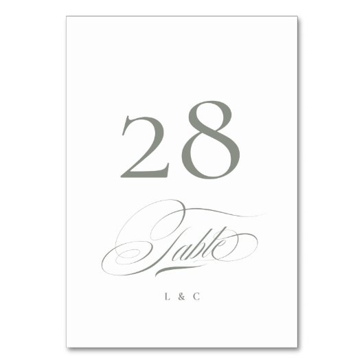Grijs op wit Elegant Kalligrafie Trouwen Kaart (Voorkant)
