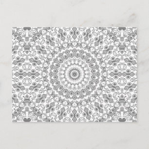 Grijs op Witte Mandala Kaleidoscoop Medaillon Briefkaart