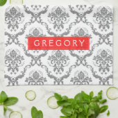 Grijs op witte vlakke dampen theedoek (Gevouwen)