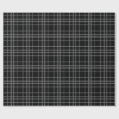Grijs op zwart Tartan Plaid Pattern Design Cadeaupapier (Vlak)