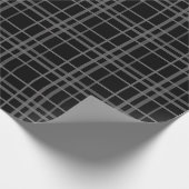 Grijs op zwart Tartan Plaid Pattern Design Cadeaupapier (Hoek)