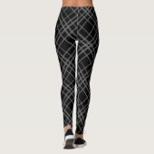 Grijs op zwart Tartan Plaid Pattern Design Leggings (Achterkant)