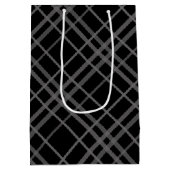 Grijs op zwart Tartan Plaid Pattern Design Medium Cadeauzakje (Achterkant)