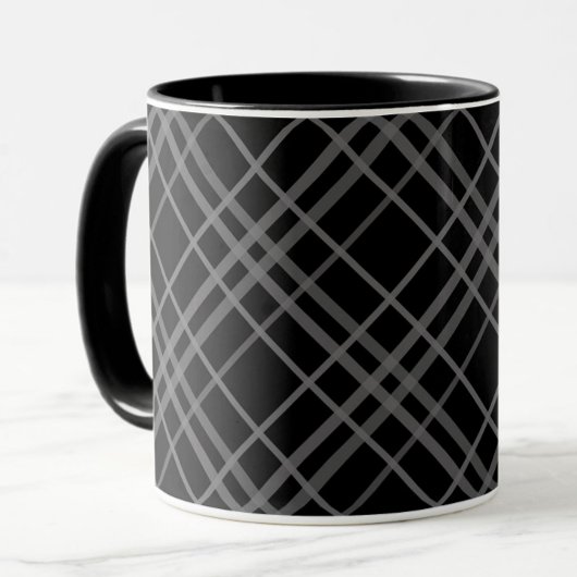 Grijs op zwart Tartan Plaid Pattern Design Mok
