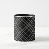 Grijs op zwart Tartan Plaid Pattern Design Mok (Midden)