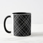 Grijs op zwart Tartan Plaid Pattern Design Mok (Links)