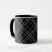 Grijs op zwart Tartan Plaid Pattern Design Mok (Voorkant links)
