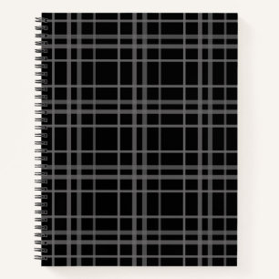 Grijs op zwart Tartan Plaid Pattern Design Notitieboek