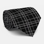 Grijs op zwart Tartan Plaid Pattern Design Stropdas (Opgerold)