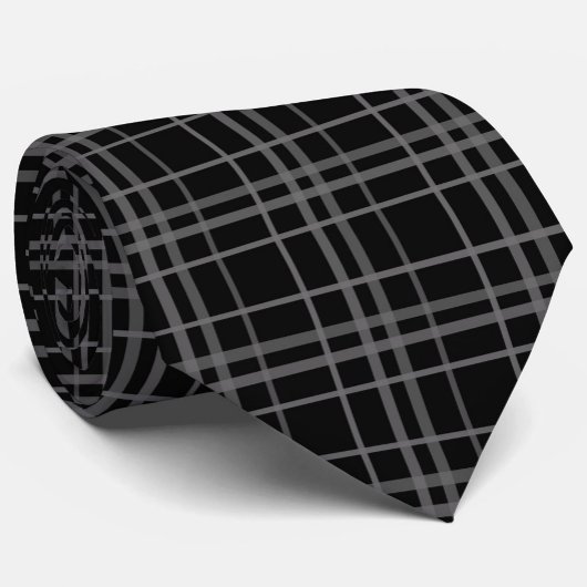 Grijs op zwart Tartan Plaid Pattern Design Stropdas