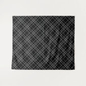 Grijs op zwart Tartan Plaid Pattern Design Wandkleed (Voorkant (horizontaal))