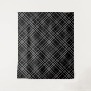 Grijs op zwart Tartan Plaid Pattern Design Wandkleed