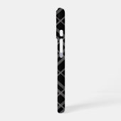 Grijs Op Zwarte Tartan Schotse Ruit Patroon Ontwer iPhone 16 Hoesje (Linkerkant)