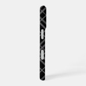 Grijs Op Zwarte Tartan Schotse Ruit Patroon Ontwer iPhone 16 Hoesje (Rechterkant)
