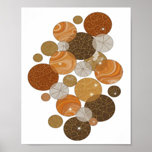 Grijs-oranje-bellenprint die de blik trekt poster