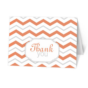 Grijs Oranje Chevron Moderne Dankkaartjes Bedankkaart