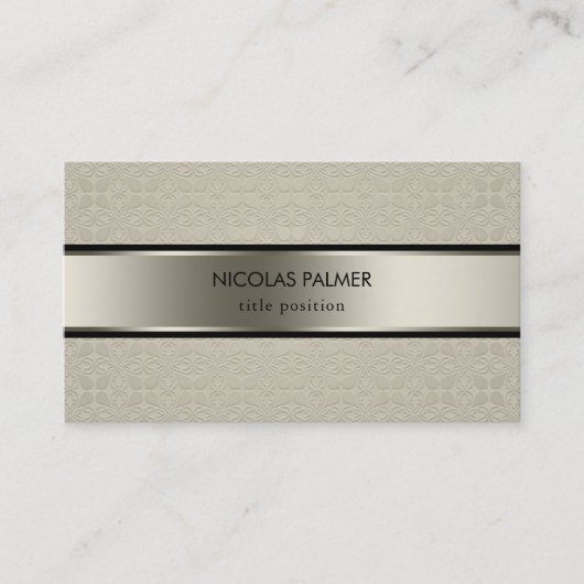 Grijs Oranje damastpatroon Visitekaartje (Voorkant)