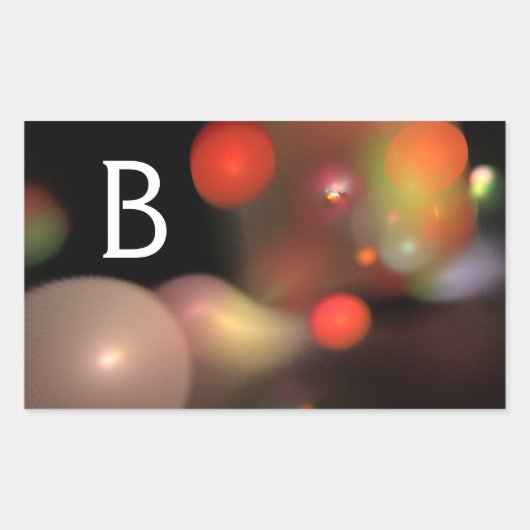 GRIJS ORANJE GEEL ZWARTE KRACHTAALBUBBELS MONOGRAM RECHTHOEKIGE STICKER (Voorkant)