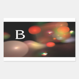 GRIJS ORANJE GEEL ZWARTE KRACHTAALBUBBELS MONOGRAM RECHTHOEKIGE STICKER