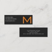 Grijs Oranje monogram Fotografiet Visitekaartje (Voorkant / Achterkant)