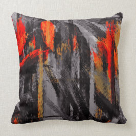 Grijs Oranje Rood Abstract Kussen