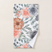 Grijs oranje trendy bloemig  bad handdoek (Handdoek)