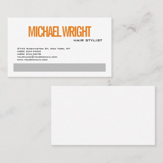 Grijs Oranje wit, modern Visitekaartje (Voorkant / Achterkant)