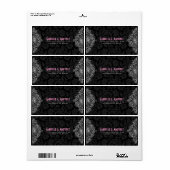 Grijs Ornament en zwart Floral Damask Patroon Etiket (Full Sheet)