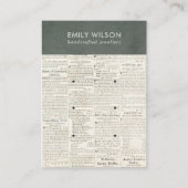  GRIJS OUDE NEWSPAPER 3 STUD EARRING DISPLAY  VISITEKAARTJE (Voorkant)