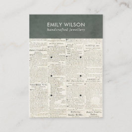  GRIJS OUDE NEWSPAPER 3 STUD EARRING DISPLAY  VISITEKAARTJE