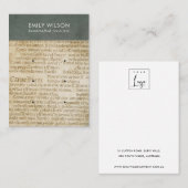 GRIJS OUDE NEWSPAPER 3 STUD EARRING DISPLAY  VISITEKAARTJE (Voorkant / Achterkant)