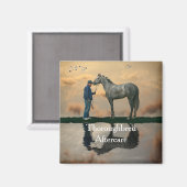 Grijs Paard en bruidegom OTB magneet (Voorkant / Achterkant)