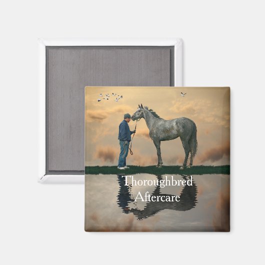 Grijs Paard en bruidegom OTB magneet (Voorkant / Achterkant)